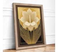 Lotus Deco Art Deco Framed Wall Art Print A2 Oak Frame