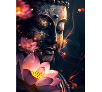 Lotus Diamond Art Kits Adults 50x70cm, Diamond Painting Zen Paint by Numbers for Kids Beginner, DIY 5D Full Drill Crystal Art Mosaic Kit with Accessories, Home Decor Gifts for Teenage Girls 6X-394