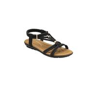 Lotus Women's 'Domenica' Flat Open-Toe Sandals in Black | Size: 3 Lotus Black 3