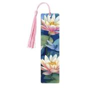 Lotus Dragonfly Bookmark Watercolor Wooden Bookmark with Tassel Book Mark for Women Men Reading Page Markers Gifts for Book Lovers