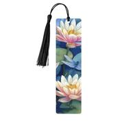 Lotus Dragonfly Bookmark Watercolor Wooden Bookmark with Tassel Book Mark for Women Men Reading Page Markers Gifts for Book Lovers