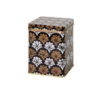 Lotus Dream - Retro/Vintage Style Square Tea Caddy/Kitchen Storage Tin - Copper & Cream (200 g) - 9 x 9 x 11 cm