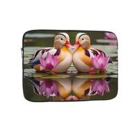 Lotus Duck Patterned Laptop Sleeve 12 Inch Shockproof For Slim Protective Notebook Computer Bag, Black, 12 Inch