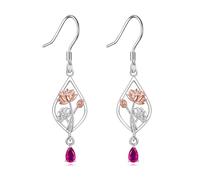 Lotus Earrings 925 Sterling Silver July Birth Peanut Birthstone Pendant Earrings Women Girls Jewelry Gifts