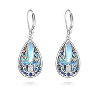 Lotus Earrings Sterling Silver Lotus Flower Drop Earrings Filigree Abalone Shell Flower Jewellery Gifts for Women