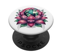 Lotus Earth Flower Eco Balance Botanical Globe Art PopSockets Adhesive PopGrip