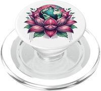Lotus Earth Flower Eco Balance Botanical Globe Art PopSockets PopGrip for MagSafe
