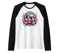 Lotus Earth Flower Eco Balance Botanical Globe Art Raglan Baseball Tee