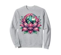 Lotus Earth Flower Eco Balance Botanical Globe Art Sweatshirt