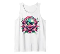 Lotus Earth Flower Eco Balance Botanical Globe Art Tank Top