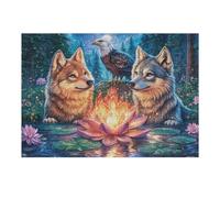 Lotus Flame Three Wolves 300 Piece Pack Classic Jigsaw Puzzle Couple Puzzle Partners Ultra Difficult Wall Decor Easter New Year Paperboard Material 300 PCS