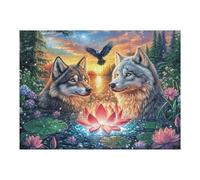 Lotus Flame Two Wolves 500 Piece Pack Classic Jigsaw Puzzle Couple Puzzle Partners Ultra Difficult Wall Decor Easter New Year Eco Friendly Cardboard 500 PCS