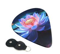 Lotus Flower 6 Pack Guitar Picks With Holder, Personalized Guitar Plectrums Non-Slip Portable Ukulele Bass Picks 0.71mm For Acoustic Guitar Lovers Gifts