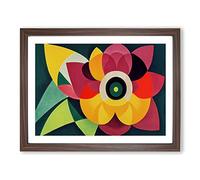 Lotus Flower Abstract H1022 Framed Print for Living Room Bedroom Home Office Décor, Wall Art Picture Ready to Hang, Walnut A4 Frame (34 x 25 cm)