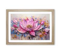 Lotus Flower Action Framed Print | A2 Oak Framed Wall Art | Ready to Hang | Modern Floral Picture | Living Room Bedroom Lounge Office