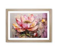 Lotus Flower Action No.2 Framed Print | A2 Oak Framed Wall Art | Ready to Hang | Modern Floral Picture | Living Room Bedroom Lounge Office