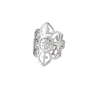 Lotus Flower Adjustable Ring Coexist Om Cross Islam Star Moon Star of David Yin Yang Yoga Ring for Women Gilrs Religious Jewelry Gift (silver lotus flower ring)