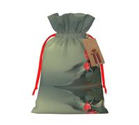 Lotus Flower And Dragonfly Christmas Drawstring Sack Gift Bag, Lightweight And Cute In Design