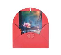 Lotus Flower and Dragonfly Print Adorable Blank Cards& Envelopes,Unique Designs Perfect for Festivals, Invitations