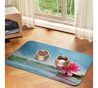 Lotus Flower Bamboo Print Pet Feeding Mat For Dogs & Cats Absorbent Waterproof Dog Food Mat Non-Slip Pet Bowl Placemat Quick Dry Floor Protector Leather Tablecloth