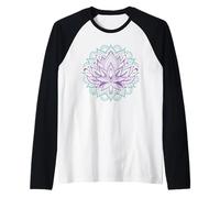 Lotus Flower Blossom Spiritual Yoga Mandala Yogi Lotus Flower Raglan Baseball Tee