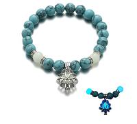 Lotus Flower Bracelet for Women Men Luminous Flower Lotus Turquoise Beaded Bracelet Charm Girls Glow in The Dark Jewelry Adjustable, Rhinestone,