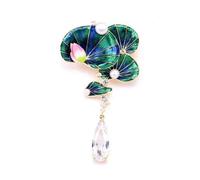 Lotus Flower Brooch Chinese Style Lotus Leaves Brooch Rhinestone Brooches Lapel Pin Clothing Hat Bag Decoration Accessories Jewelry