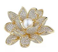 Lotus Flower Brooch Elegant Women's Luxury Floral Pin Blossom Accessory for Banquet Office Daily Wear Gift