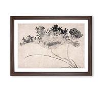 Lotus Flower by Shen Zhou Framed Print | A2 Walnut Framed Wall Art | Ready to Hang | Modern Floral Picture | Living Room Bedroom Lounge Office