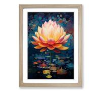 Lotus Flower Constructivism No.2 Framed Print | A2 Oak Framed Wall Art | Ready to Hang | Modern Floral Picture | Living Room Bedroom Lounge Office
