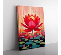 Lotus Flower Constructivism No.3 Canvas Print for Living Room Bedroom Home Office Décor, Wall Art Picture Ready to Hang, 76x50 cm (30x20 Inch)