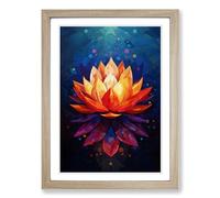 Lotus Flower Constructivism No.4 Framed Print | A2 Oak Framed Wall Art | Ready to Hang | Modern Floral Picture | Living Room Bedroom Lounge Office