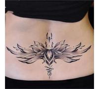 Lotus Flower Design On Lower Back, Abdomen, And Chest; Crown Succubus Herbal Tattoo Sticker semi-permanent; Long-lasting 2 Weeks; Fake Tattoos