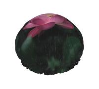 Lotus Flower Double Layer Waterproof Shower Cap, Extra Large Soft Elastic Band, Reusable Bath Cap For Women Men,Full Print Design