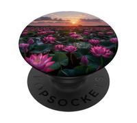 Lotus Flower Field Beautiful Sunset Graphic PopSockets Swappable PopGrip