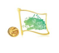 lotus flower frog flower Golden Metal Flag Lapel Pin Badge