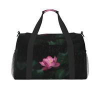 Lotus Flower Full Print Travel Duffle Bag with Adjustable Shoulder Strap,Large Capacity Twill Polyester Crossbody Bag for Gym,Weekend Trips Outdoor Activities