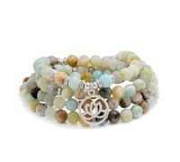 Lotus Flower Gifts Mala Beads 108 Healing Bracelet Necklace Meditation Accessories (Amazonite)
