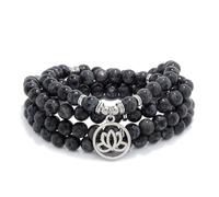 Lotus Flower Gifts Mala Beads 108 Healing Bracelet Necklace Meditation Accessories (Labradorite)