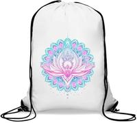 Lotus Flower Heart Meditation Mandala Star Gym Sack Casual Drawstring Bag White