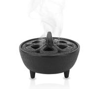 Lotus Flower Incense Burner, Cast Iron Cauldron Antique Cone Incense Holder Lotus Shaped Censer Traditional Oriental Zen Home Decor with Lid for Incense Resins Cones or Wax Melts