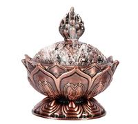 Lotus Flower Incense Burner, Vintage Aromatherapy Copper Incense Holder Ash Catcher Log Burner Wax Melts Warmer with Lid for Charcoal Discs/Cone/Coil/Powdere Incense Home Office Decor