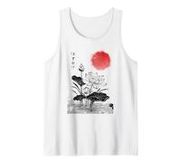 Lotus Flower Japanese Sumi-e Ink Art Red Sun Zen Illustratio Tank Top