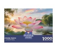 Lotus Flower Jigsaw Puzzle for Adults 1000 Pieces - Peaceful Lotus Impossible Hard Difficult Challenging Game 38x26cm/1000pcs