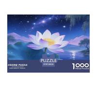 Lotus Flower Jigsaw Puzzles 1000 Pieces Puzzles Educational Game 100% Recycled Cardboard Beautiful Decoration Puzzle Puzzle Game for The Whole for Women Puzzle for Adults 38x26cm/1000pcs
