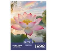 Lotus Flower Jigsaw Puzzles Puzzles for Adults Kids. 1000 Piece Whimsical Challenge Toy Educational Games Home Decoration for Adults& Kids Age 14 Years Up 70x50cm/1000pcs