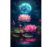 Lotus Flower Moon 1000 Piece Jigsaw Puzzle for Adults, Creativity, Challenging and Difficult Puzzle, Brain Teaser Puzzles for Adults 1000 Pieces for The Whole for Women, Men