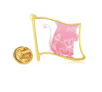 Lotus Flower Mouse Flower Golden Metal Flag Lapel Pin Badge
