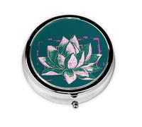 Lotus Flower Namaste Pill Case with Mirror Retro 3 Compartment Pill Box Small Pill Organizer for Purse or Pocket Decorative Metal Medicine Vitamin Organizer Unique Gifts