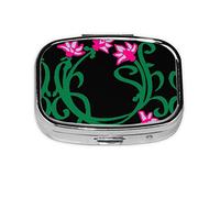 Lotus Flower Namaste Print Pill Box 2 Compartment Medicine Pill Case,Portable for Pocket Or Purse Pill Box Decorative Metal Medicine Organizer